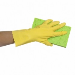 Flocklined Rubber Gloves - Yellow