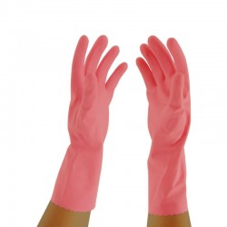 Flocklined Rubber Gloves - Pink