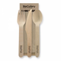 BioPak Wood Cutlery Combo Set3-piece16cm