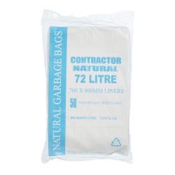 Austar 72L ContractorExtra Heavy Duty Bin Liners Flat Pack Natural